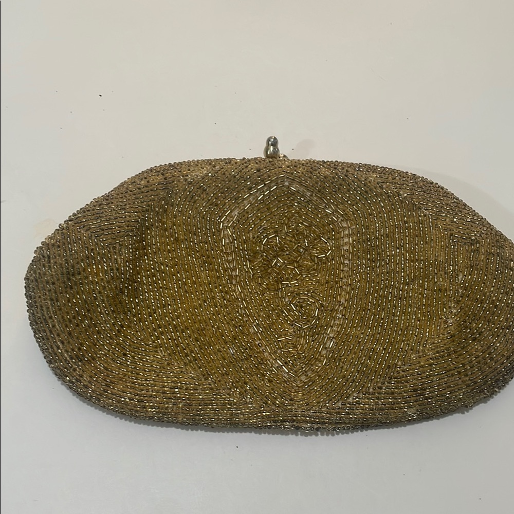Elegant Gold Seed Bead Clutch